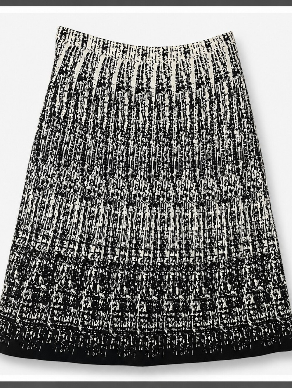 Roz & Ali Black White Graphic Print A-Line Flare Skirt | XS | Office Workwear
